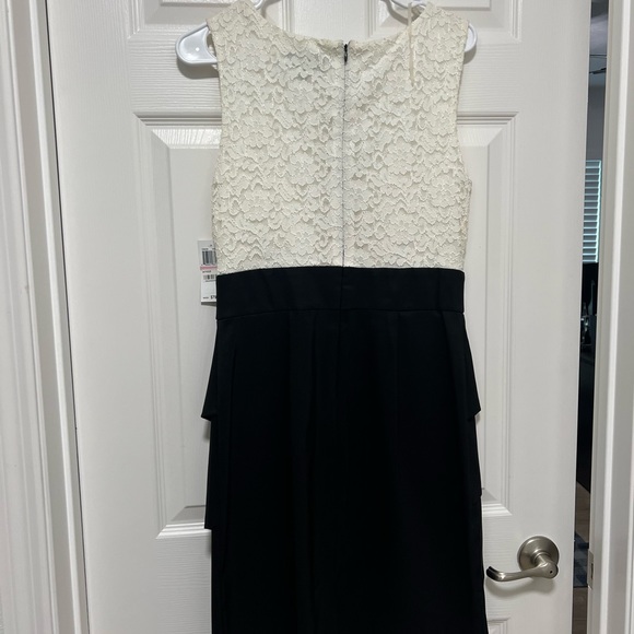 Black and White Cocktail Dress with Pearl Trim - Picture 3 of 4
